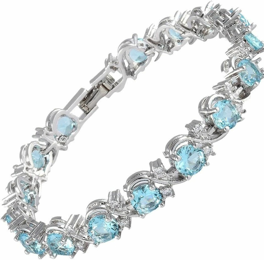 RIZILIA Rizilia Blossom Tennis Bracelet & Round Cut Cz [6 Colors Available] In White Gold Plated, 7\" Best