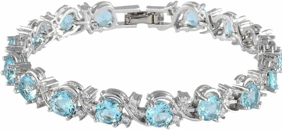 RIZILIA Rizilia Blossom Tennis Bracelet & Round Cut Cz [6 Colors Available] In White Gold Plated, 7\" Best