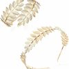 FINREZIO Finrezio Greek Goddess Headband Arm Cuff Bridal Jewelry Set Roman Laurel Leaf Branch Crown Armlet Upper Arm Band Bracelet Adjustable New