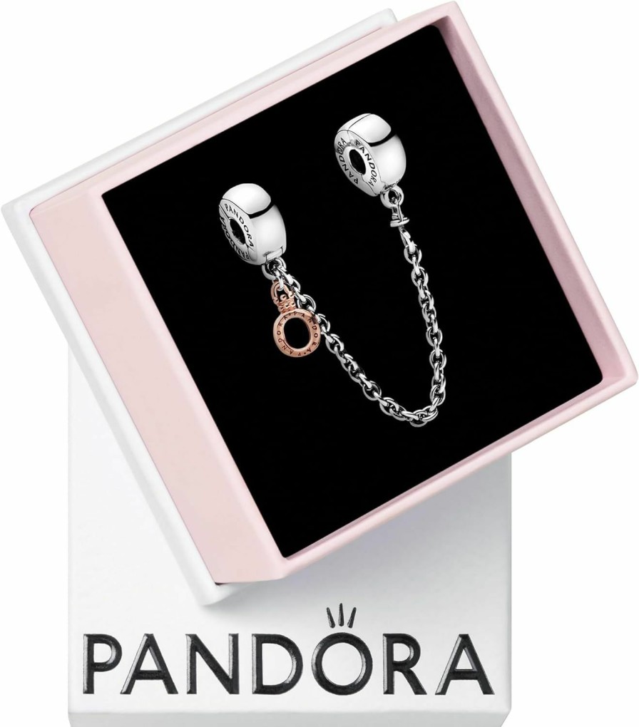 Pandora Pandora Dangling Crown O Safety Chain Charm Bracelet Charm Moments Bracelets - Stunning Women'S Jewelry - Gift For Women In Your Life - Made Rose & Sterling Silver Hot