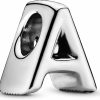 Pandora Pandora Jewelry Letter A Alphabet Charm - Beautiful Charm Letter For Pandora Charm Bracelets - Silver, No Box Best