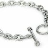 Comelyjewel Crazy2Shop Stainless Steel Trendy Cable Chain Bracelet With Heart Charm And Toggle Clasp Closure, High Polished Finished, 7.5\" Hot