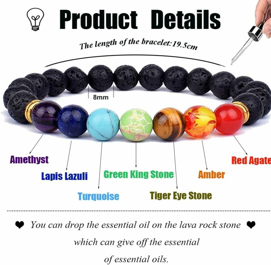 Svovin Svovin 1-14 Pcs Lava Rock 7 Chakra Energy Oil Diffuser Bracelet Set For Women Men Uni Elastic 8Mm Stone Yoga Beaded Bracelets Jewelry With Lucky Healing Online