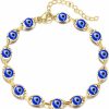 Fesciory Dainty Evil Eye Bracelets For Women, Gold Plated Adjustable Evil Eye Lucky Amulet Chain Bracelet Jewelry Gifts Wholesale