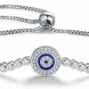 WOSTU Wostu Women Evil Eye Protection Bracelets 925 Sterling Silver White Gold Plated Adjustable Bracelets Wholesale