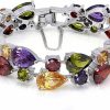 Hermosa Ladies Bracelets Vintage Style Dual Layer Tear Drop Multicolor Amethyst Garnet Birthstone Bracelet 8 Inch New