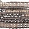 Chan Luu Chan Luu Silver Hematine And Grey Onyx Mix On A Grey Leather Wrap Bracelet Online