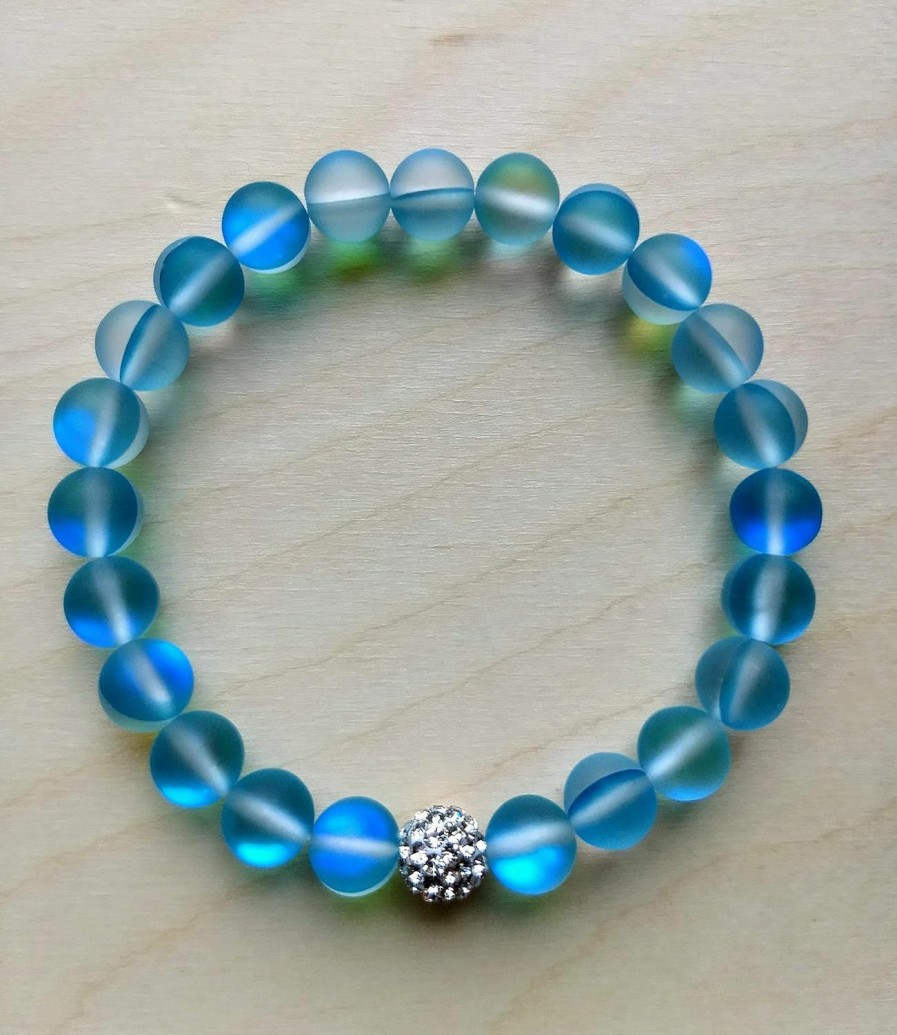 Hope Inspired Hope Inspired Mystic Mermaid Glass Bracelet With 8 Mm Blue Moonstone Beads Best