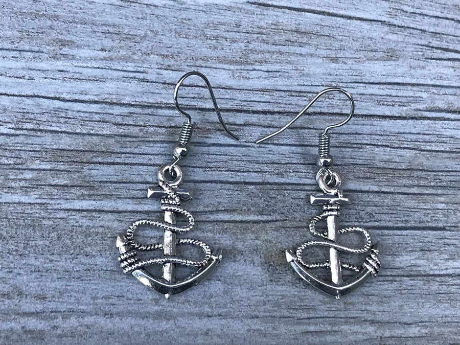 Infinity Collection Infinity Collection - Nautical Anchor Charm Earrings & Bracelet For Women, Navy And White Anchor Braided Bracelet - Weaved Leather Rope With Ship Wheel, Infinity, And Anchor Charm Bracelet Wholesale