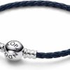 Pandora Pandora Moments Woven Leather Bracelet With Silver Clasp - Compatible Moments Charms - Charm Bracelet For Women - Gift For Her - With Gift Box Online