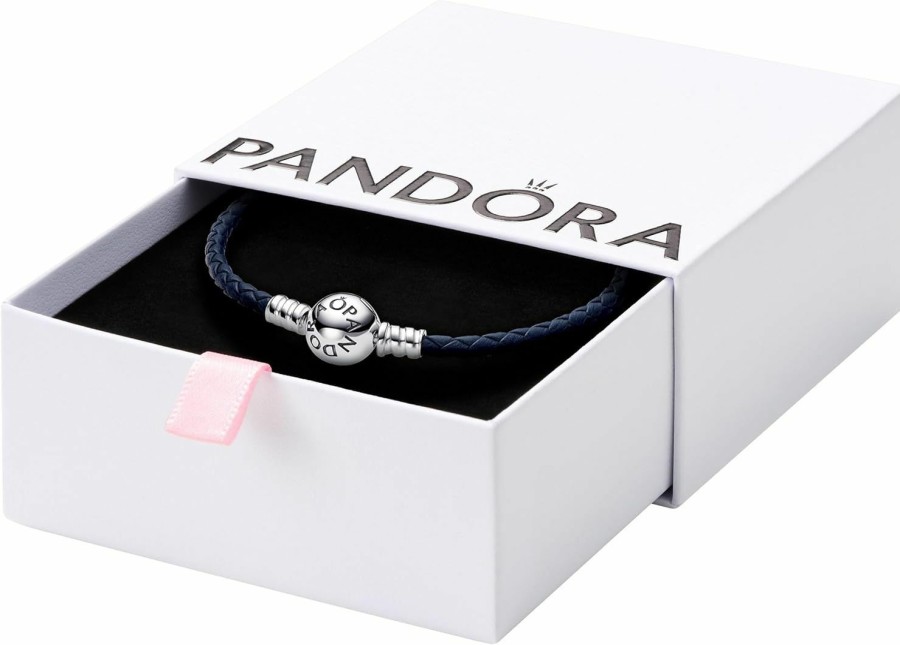 Pandora Pandora Moments Woven Leather Bracelet With Silver Clasp - Compatible Moments Charms - Charm Bracelet For Women - Gift For Her - With Gift Box Online