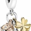 Pandora Pandora Jewelry Horseshoe, Clover And Ladybird Dangle Cubic Zirconia Charm In Sterling Silver, 18Ct Gold And 14K Rose Gold New