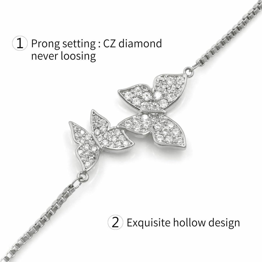 WeimanJewelry Weimanjewelry Love Gift Cubic Zirconia Cz Bridal Butterfly Adjustable Bracelet For Women Wholesale