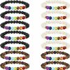 Hazms Hazms 18 Pcs Chakra Bracelets For Women Men Rock 7 Chakra Stones Crystals Healing Stones Bracelets 8Mm Relief Yoga Beads Bracelets Essential Oil Diffuser Bracelets New