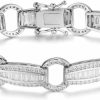 NYC Sterling Nyc Sterling Women'S Cubic Zirconia Elegant Baguette Link Tennis Bracelet Online