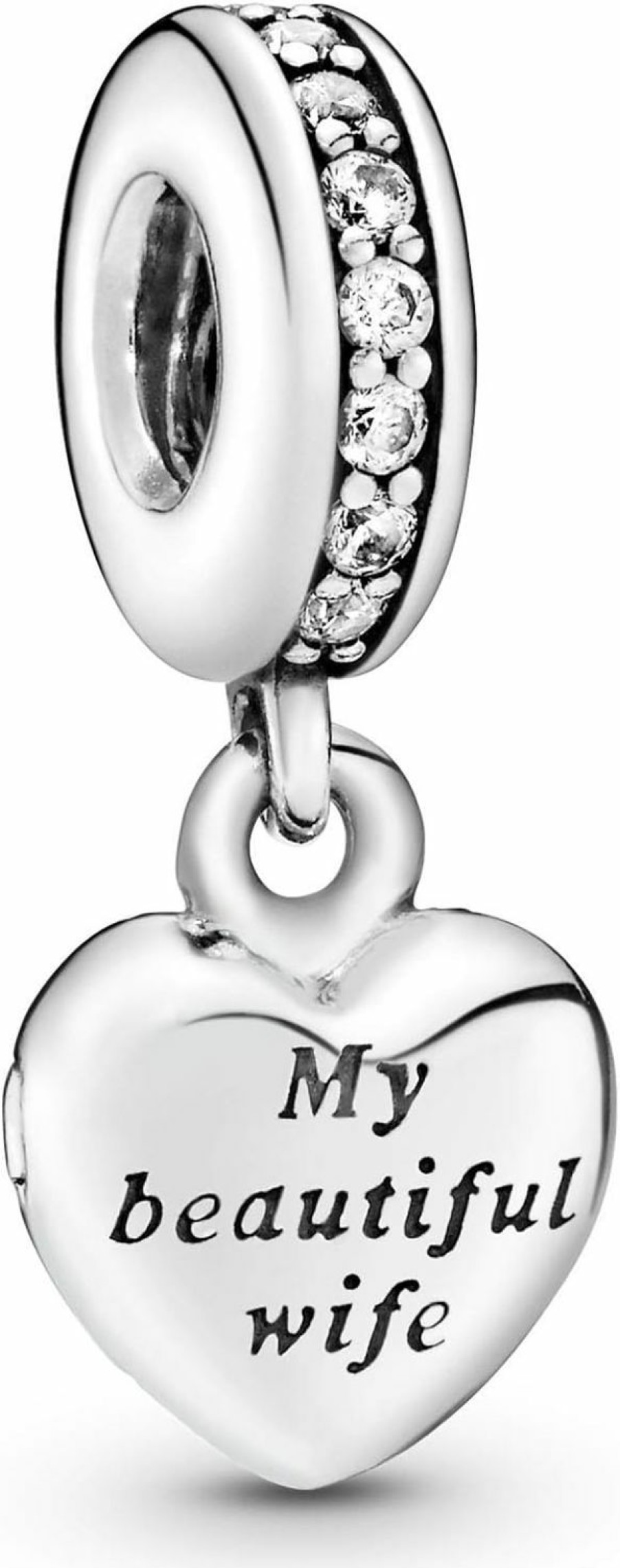 Pandora Pandora Jewelry My Beautiful Wife Dangle Cubic Zirconia Charm In Sterling Silver, No Box Best