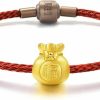 CHOW SANG SANG Chow Sang Sang 999 24K Solid Gold Fortune Bag Charm Red Blessing Bracelet For Women 89197C (19) Best