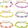 PANTIDE Pantide 6Pcs Colorful Daisy Flower Bead Bracelets Set Indie Handmade Beaded Flower Bracelets Vsco Boho Beach Summer Braided String Y2K Aesthetic Kidcore Jewelry With Flowers For Women Girls Hot