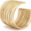 Princess V Princess V Adjustable Open And Wide Modern Cuff Design Or Bangle, Bracelet Jewelry With Brushed 18K Yellow Gold Plating. Beautiful And Elegant For All Occasions. Quality Crafted. Durable. High End Aesthetic Finish Best