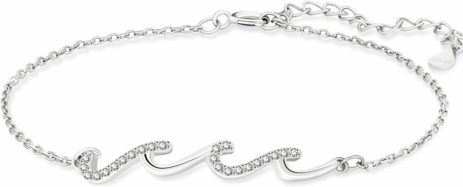 BONJOULRY Bonjoulry 925 Sterling Silver Bracelet,Bestie Friend Gifts For Women, Bestie Friendship For Female Wave Bracelet For Sister Gift Chrismas Birthday New Year Graduation Hot