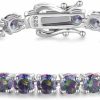 FANCIME Fancime Mothers Day Gifts Birthstone Bracelet Sterling Silver Gemstone Tennis Bracelets Fine Jewelry Wedding Bridal Prom Birthday Gift For Women Her, Length 7.9 Inch Width 4Mm New