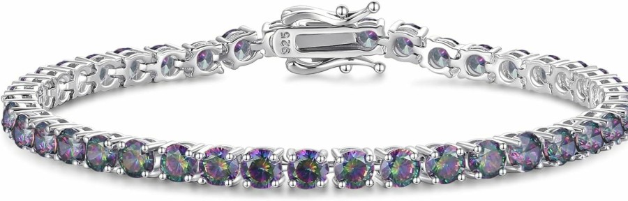 FANCIME Fancime Mothers Day Gifts Birthstone Bracelet Sterling Silver Gemstone Tennis Bracelets Fine Jewelry Wedding Bridal Prom Birthday Gift For Women Her, Length 7.9 Inch Width 4Mm New