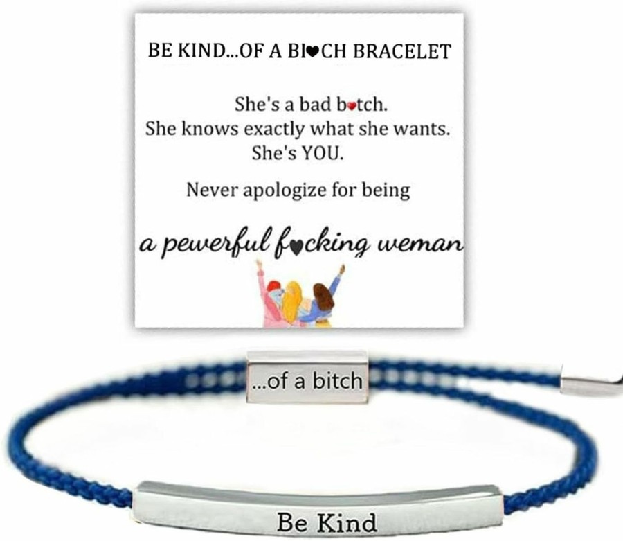 Angyape Be Kind Of A Bitch Tube Bracelet, Adjustable Braided Rope Handmade Engraved Inspirational Bracelet Stainless Steel Best Bitches Motivational Tube Bracelet Inspirational Gifts For Women Girls Online