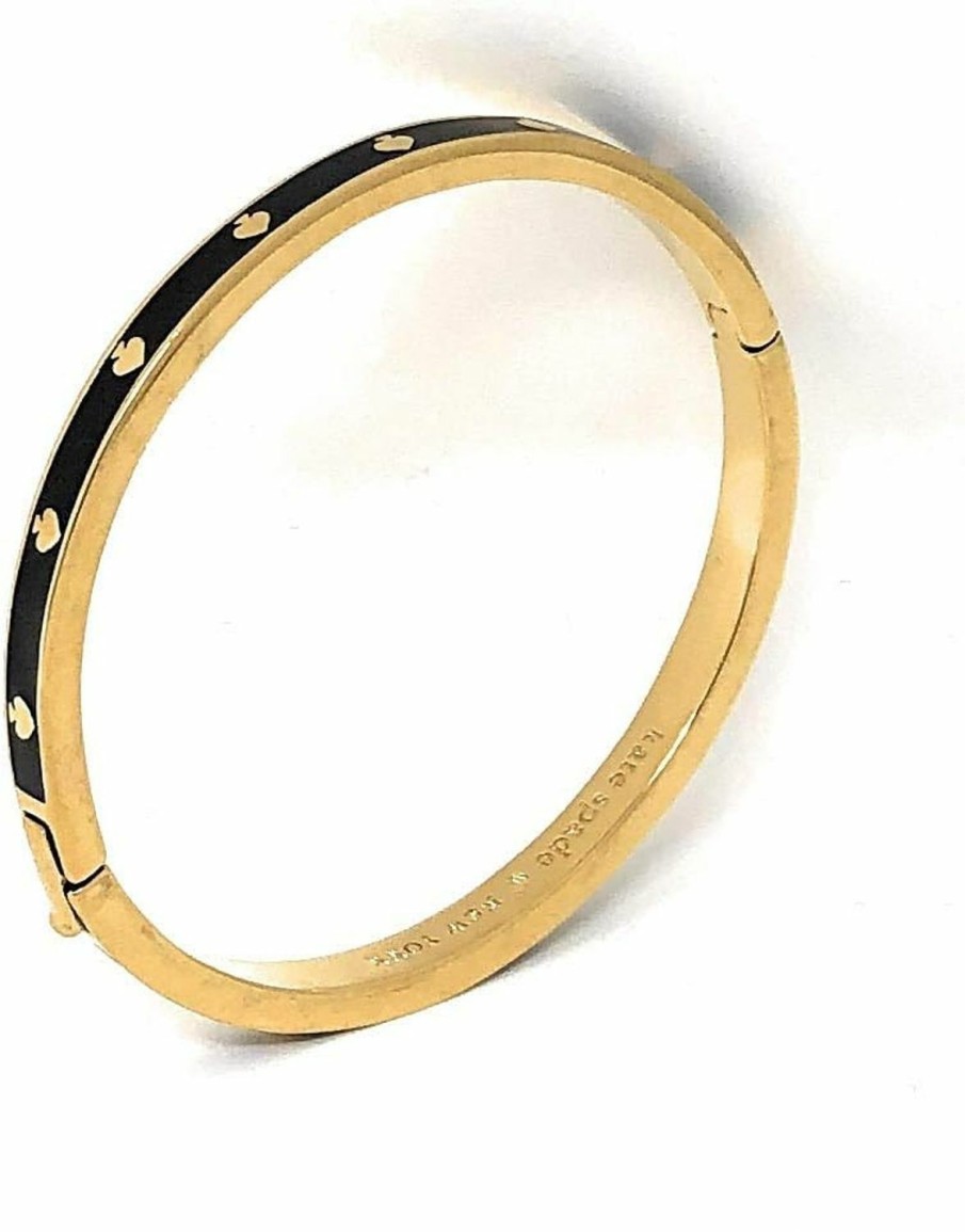 Kate Spade New York Kate Spade Spot The Spade Thin Black/Gold Tone Bangle Bracelet Wholesale