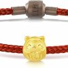 CHOW SANG SANG Chow Sang Sang 999 24K Solid Gold Lucky Cat Daruma Doll Mini Charm Bracelet For Women 92310C New