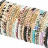 FINZOR Finzor 27Pcs Boho Beaded Bracelets Set For Women Multi-Layer Versatile Statement Bracelet Stretch Stackable Crystal Bangle Bracelet Jewelry Gift Best