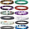 Svovin Svovin 12 Pcs 8Mm Gemstones Beaded Bracelets For Men Women Stone Bead Healing Stretch Round Bead Crystal Semi-Precious Bracelets Uni Best