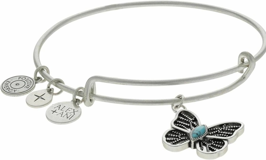 Alex and Ani Alex And Ani Aa775323Ss,Synthetic Turquoise Butterfly Expandable Bangle Bracelet,Shiny Silver,Blue, Bracelets Wholesale