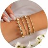 FUTIMELY Futimely Gold Chain Link Bracelet Set For Women 14K Gold Plated Snake Pearl Cz Lock Portrait Dainty Classic Adjustable Layered Paperclip Bracelets For Girls Jewelry Clearance