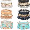 Udalyn Udalyn 6 Sets Bohemian Stackable Bead Bracelets For Women Men Multilayered Bracelet Set Pendant Charm Stretch Bangles Clearance