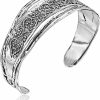 JEAN RACHEL JEWELRY 925 Sterling Silver Cuff Bracelet Adjustable Floral Design Nature Motif Casual And Elegant Look Hypoallergenic Nickel And Lead-Free Artisan Handcrafted Designer Collection, Made In Israel New