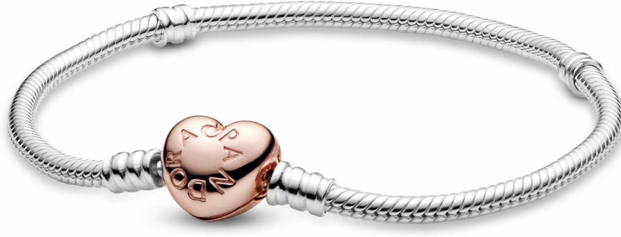 Pandora Pandora Moments Heart Clasp Snake Chain Bracelet - Charm Bracelet - Compatible Moments Charms - Mother'S Day Gift With Gift Box Best