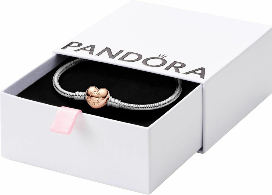 Pandora Pandora Moments Heart Clasp Snake Chain Bracelet - Charm Bracelet - Compatible Moments Charms - Mother'S Day Gift With Gift Box Best