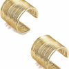 MOZAKA Mozaka 2 Pcs Cuff Bangle Bracelet For Women Wide Open Cuff Bracelets Gold Sliver Wrist Cuff Wrap Bracelets Adjustable New