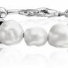 JEAN RACHEL JEWELRY 925 Sterling Silver Bracelet On A 7\" Chain With Freshwater Cultured Pearls Vintage Look Hypoallergenic Nickel And Lead-Free Artisan Handcrafted Designer Collection, Handmade Birthday Jewelry Real Gift Hot