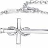 AmorAime Amoraime 925 Sterling Silver Cross Bracelet For Women 14K Gold Plated Faith Bracelet Dainty Religious Christian Believe Faith Bracelet Cz Adjustable Girls Jewelry For Mother'S Day Or Birthday Clearance