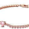 Pandora Pandora Sparkling Heart Tennis Bracelet - 14K Rose Gold-Plated Bracelet For Women - Features Rose & Man-Made Crystal - Mother'S Day Gift - With Gift Box New