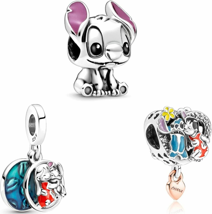 Doyafer Doyafer 925 Sterling Silver Charms Cartoon Animals Dogs Beads For Women Bracelets Necklace 3 Piece/Package (Charm Set- H) Online