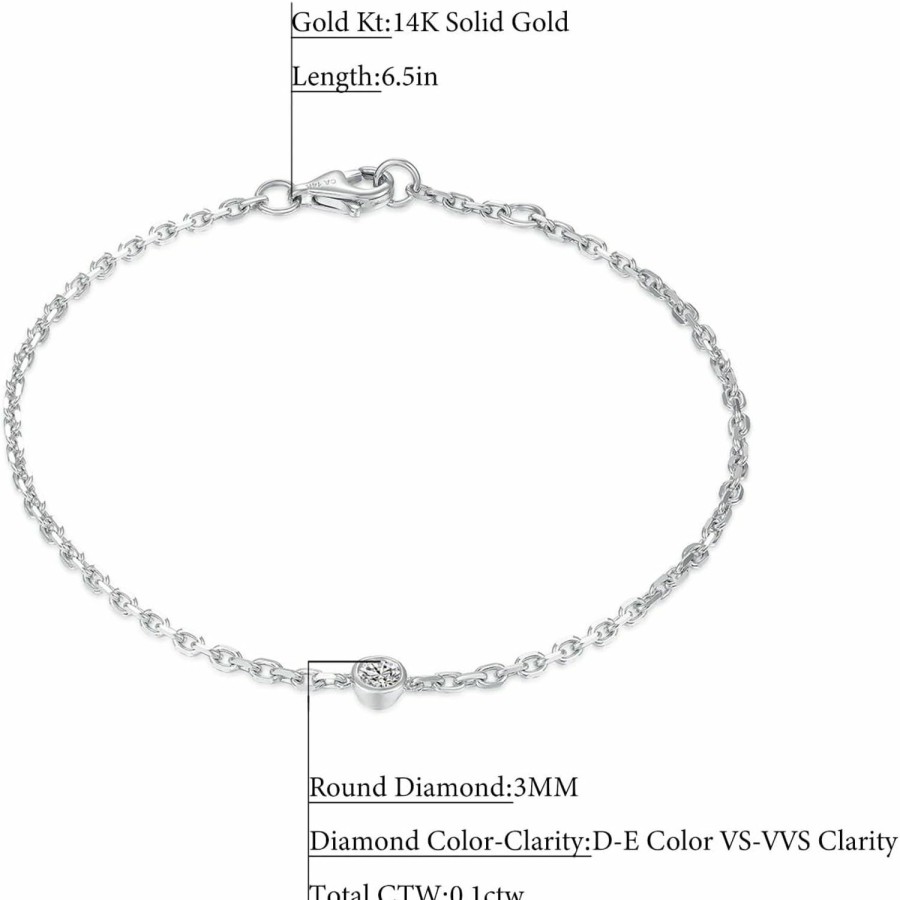 Caratant Caratant 14K Solid Gold Diamond Bracelace Sets,Def Vs~Vvs,Lab Grown Diamond, No Fading, No Allergies,Lobster Buckle Hot