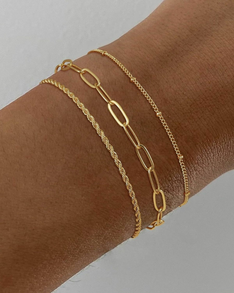 Picuzzy Picuzzy Silver Bracelets For Women, Dainty Silver/Gold Plated Bracelets Trendy Silver Jewelry Cute Layered Bracelets For Women Fashion Stackable Gift For Girls Hot