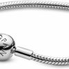 Pandora Pandora Jewelry Smooth Moments Snake Chain Charm Sterling Silver Bracelet, 7.1" Clearance