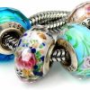 Comelyjewel Comelyjewel Set Of 4 Handmade Faceted Murano Glass Charm Bead With Roses For Charms Bracelets Best