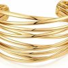 WOWORAMA Woworama Chunky Cuff Bracelets For Women Multi-Layer Cross Wire Open Bangle Bracelet Adjustable Chunky Wide Open Wrist Arm Cuffs Wrap Bracelet Gold/White Gold Best