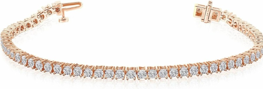 La4ve Diamonds La4Ve Diamonds Miracle-Plated Tennis Bracelets For Women - Sterling Silver 1/2 Carat Natural Diamond Tennis Bracelet (J-K, I3) With Secure Clasp Flash-Plated Sterling Silver | Jewelry For Women Girls | Gift Box Included Hot