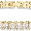 PAVOI Pavoi 14K Gold Plated Cubic Zirconia Classic Tennis Bracelet | Gold Bracelets For Women | 4Mm Cz, Size 6.5-7.5 Inch Clearance