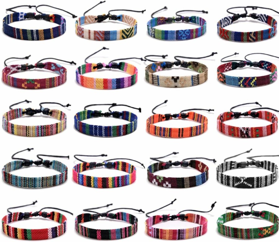 WAINIS Wainis 20Pcs Wrap Friendship Bracelets Men Women Hemp Cords Ethnic Tribal Bracelets Wristbands Best